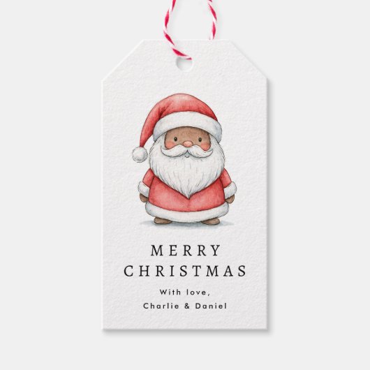 かわいいサンタのイラスト メリークリスマス ギフトタグ (正面)