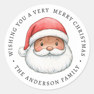 かわいいサンタのイラスト メリークリスマス ラウンドシール