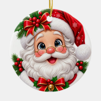 かわいいサンタのクリスマスオーナメント セラミックオーナメント