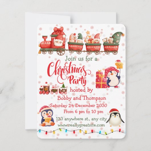 かわいいサンタのクリスマスパーティー招待状 シーズンカード (正面)