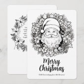 かわいいサンタのクリスマスリースぬりえのホリデーカード シーズンカード (正面/裏面)