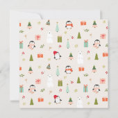 かわいいサンタのクリスマスリースの写真カード 招待状 (裏面)