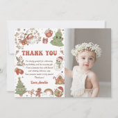 かわいいサンタのクリスマス誕生日パーティー感謝カード 招待状 (正面)