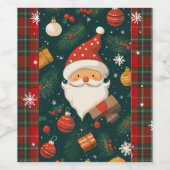 かわいいサンタのクリスマス ワイン ラベル (シングルラベル)