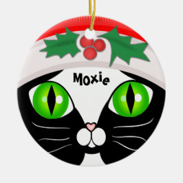 かわいいサンタのタキシード猫のクリスマスのオーナメント セラミックオーナメント