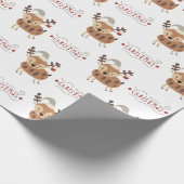 かわいいサンタのトナカイのクリスマスホリデー ラッピングペーパー (角)