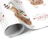 かわいいサンタのトナカイのクリスマスホリデー ラッピングペーパー (ロールコーナー)