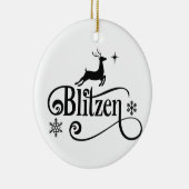 かわいいサンタのトナカイの名前ブラックゼンのクリスマス セラミックオーナメント (右)