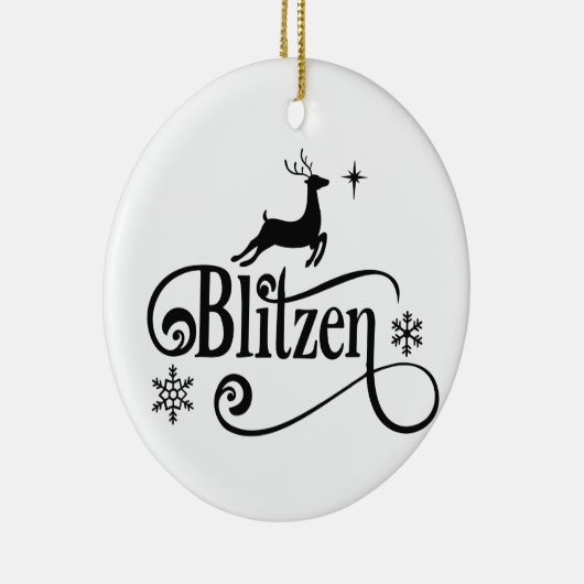 かわいいサンタのトナカイの名前ブラックゼンのクリスマス セラミックオーナメント (右)