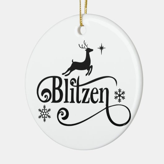 かわいいサンタのトナカイの名前ブラックゼンのクリスマス セラミックオーナメント (左)