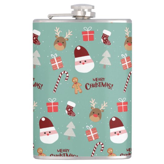 かわいいサンタのトナカイ甘いジンジャーブレッド フラスク (正面)