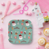 かわいいサンタのトナカイ甘いジンジャーブレッド ペーパープレート (パーティー)