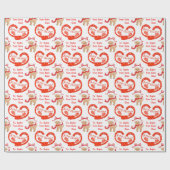 かわいいサンタのベビートナカイのクリスマス ラッピングペーパー (フラット)