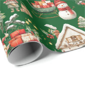 かわいいサンタのワークショップのエルフのクリスマスデコパージュ ラッピングペーパー (ロールコーナー)