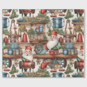 かわいいサンタのワークショップクリスマス ラッピングペーパー (フラット)