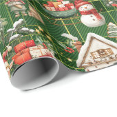 かわいいサンタのワークショップ小妖精や小人クリスマスの切り離し ラッピングペーパー (ロールコーナー)