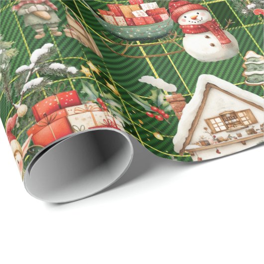 かわいいサンタのワークショップ小妖精や小人クリスマスの切り離し ラッピングペーパー (ロールコーナー)