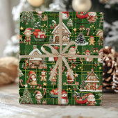 かわいいサンタのワークショップ小妖精や小人クリスマスの切り離し ラッピングペーパー