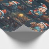 かわいいサンタのワークショップ ラッピングペーパー (角)