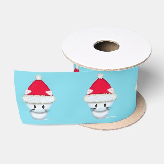 かわいいサンタの子猫のクリスマスアート サテンリボン (リール)