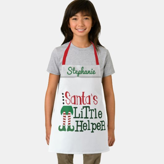 かわいいサンタの小さなヘルパーのパーソナライズ名子供 エプロン (インサイチュ)
