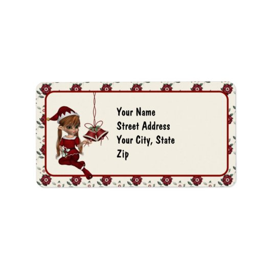 かわいいサンタの小妖精や小人クリスマス住所 シール (正面)