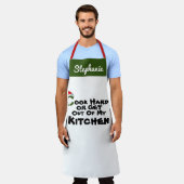 かわいいサンタの帽子に個人設定のクリスマスシェフ エプロン (着用した状態)