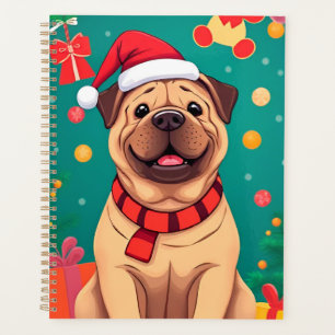 🎁かわいいサンタの帽子をかぶった犬のクリスマスプランナーギフト✨ プランナー手帳