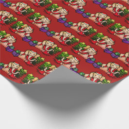 かわいいサンタの漫画象のクリスマス ラッピングペーパー