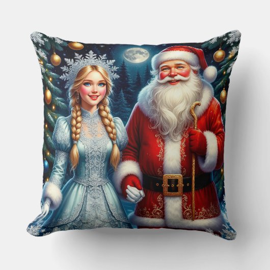 🎅 かわいいサンタの雪のクリスマス ❄️ クッション (正面)