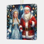 🎅 かわいいサンタの雪のクリスマス ❄️ セラミックオーナメント (左)
