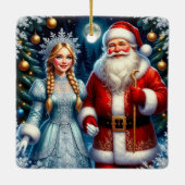 🎅 かわいいサンタの雪のクリスマス ❄️ セラミックオーナメント (裏面)