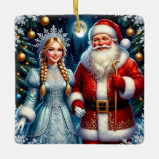 🎅 かわいいサンタの雪のクリスマス ❄️ セラミックオーナメント