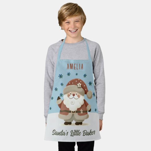 かわいいサンタの雪の結晶 サンタの小さなパン屋の子供たち エプロン (着用した状態)