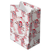 かわいいサンタアクソロトルネームメリークリスマス ミディアムペーパーバッグ (正面アングル)