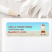 かわいいサンタアットザビーチクリスマスホリデーアドレス ラベル (インサイチュ)