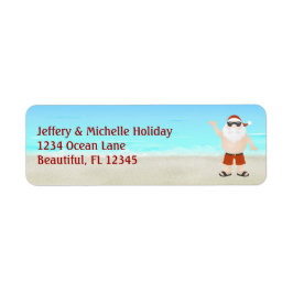 かわいいサンタアットザビーチクリスマスホリデーアドレス ラベル