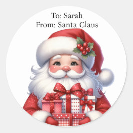 かわいいサンタアドお子様の名前の大きなクリスマス ラウンドシール