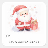かわいいサンタイラストレーションからギフトラベルシール スクエアシール (正面)