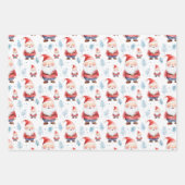 かわいいサンタインウォーター色のイラストレーションクリスマス ラッピングペーパーシート (正面2)