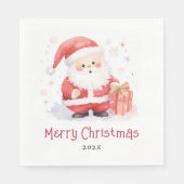 かわいいサンタウォーターのカラーイラストレーションメリークリスマス スタンダードランチョンナプキン (正面)