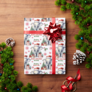 かわいいサンタエレファントキッズクリスマス ラッピングペーパー