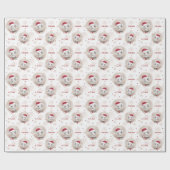 かわいいサンタエレファントレッドホワイトボーイズネームクリスマス ラッピングペーパー (フラット)