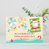 かわいいサンタオンザビーチメリークリスマスフラット シーズンカード (スタンド正面)