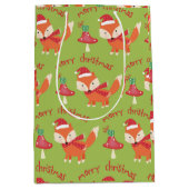 かわいいサンタキツネメリークリスマス ミディアムペーパーバッグ (正面)