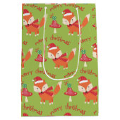 かわいいサンタキツネメリークリスマス ミディアムペーパーバッグ (裏面)