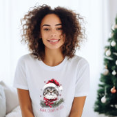 かわいいサンタキャットの女性Tシャツ Tシャツ