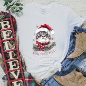 かわいいサンタキャットの女性Tシャツ Tシャツ