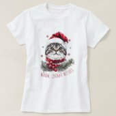 かわいいサンタキャットの女性Tシャツ Tシャツ (デザイン正面)