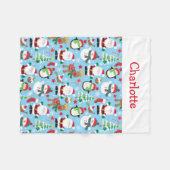 かわいいサンタクリスマスキッズパーソナライズされた フリースブランケット (正面(横))